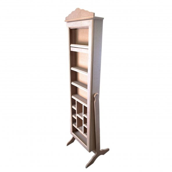 AHŞAP HOBİ BOYAMA AYNALI TAKI DOLABI 47-170-40 cm - 2