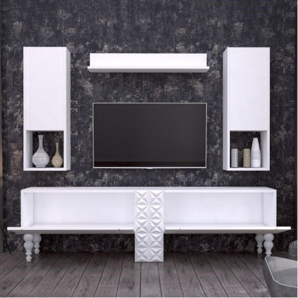 BMdekor TV Ünitesi İnci Desen Beyaz 180 cm - Modatte - 2