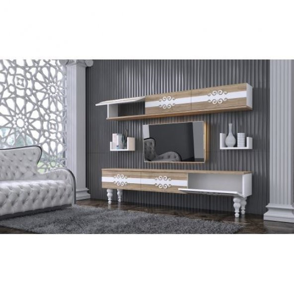 BMdekor TV Ünitesi Desen Beyaz Ceviz 180 cm - Modatte - 3