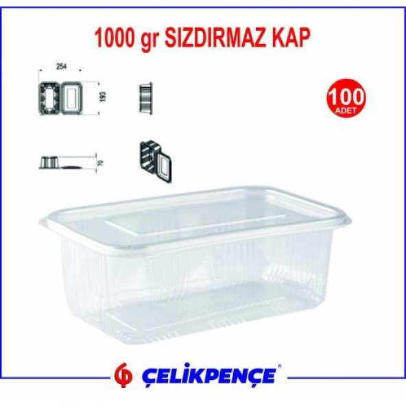 1000 gr. Plastik Sızdırmaz Kap 100 Adet - 2