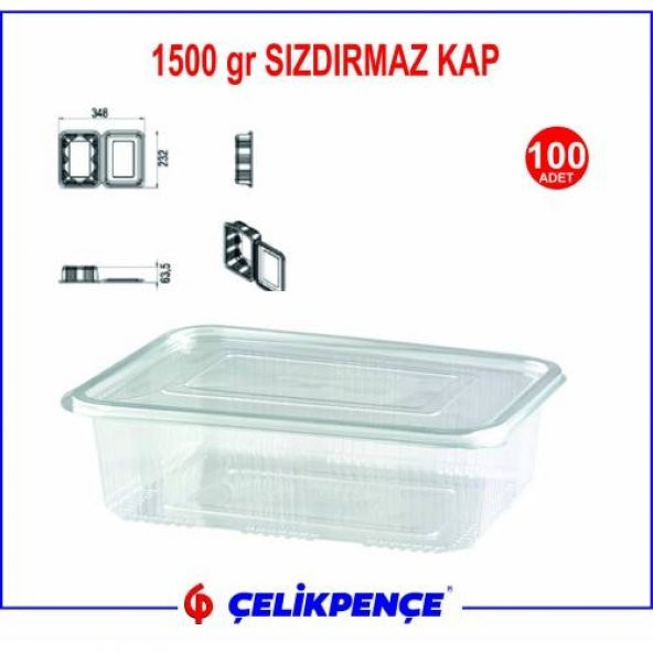 1500 gr. Plastik Sızdırmaz Kap 100 Adet - 2