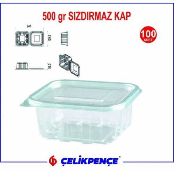 500 gr. Plastik Sızdırmaz Kap 100 Adet - 2