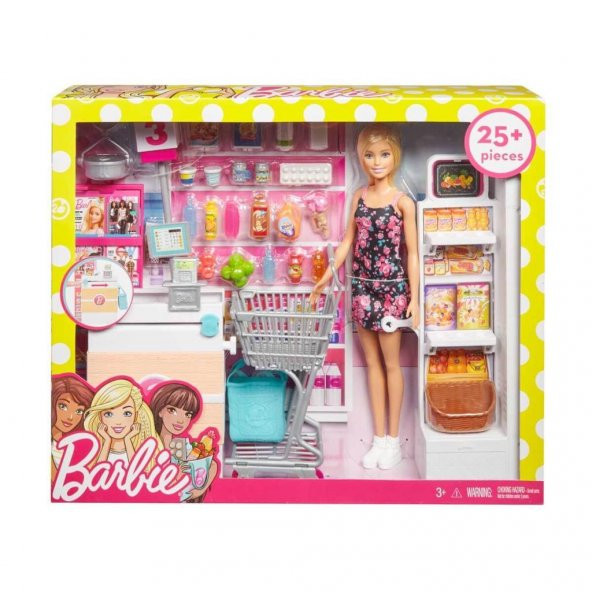 Barbie Süpermarkette Oyun Seti  FRP01 100 Orijinal Lisanslı
