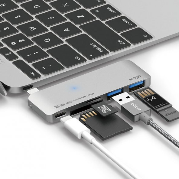 Elago Multi Hub USB-C Şarj Ve Data Aparatı, Gümüş