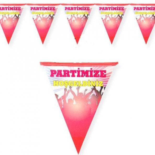 1 Adet Partimize Hoşgeldiniz Yatay Yazı Bayrak Flama Parti Süsü