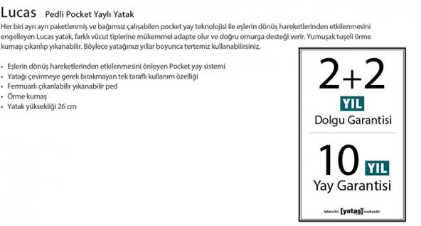 YATAŞ Selena LUCAS Pedli Pocket Yaylı 140X190 Yatak - 3
