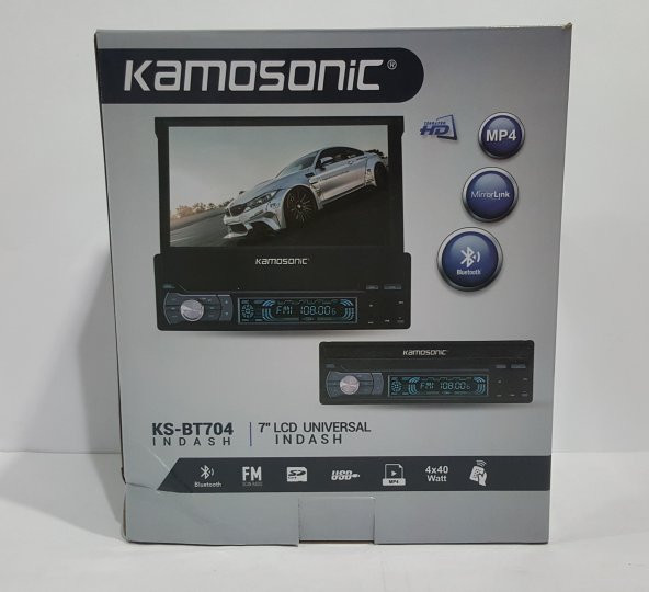 KAMOSONİC KS-BT704 USB/SD KART/BT UYUMLU INDASH OTO TEYP