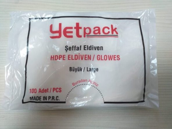Yetpack Hdpe Şeffaf Eldiven 100Lü L Beden Tek Kullanımlık - 3