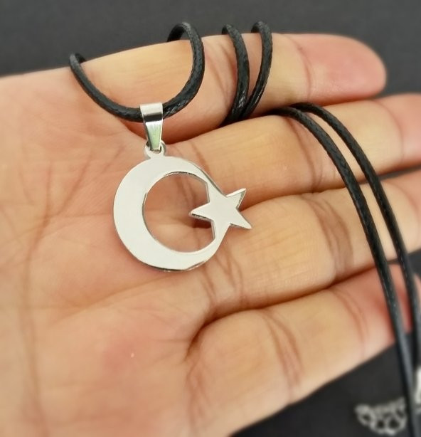 Türk Bayrağı Ay Yıldız Paslanmaz Çelik Bayan Erkek Unisex Kolye mçk210 - 1