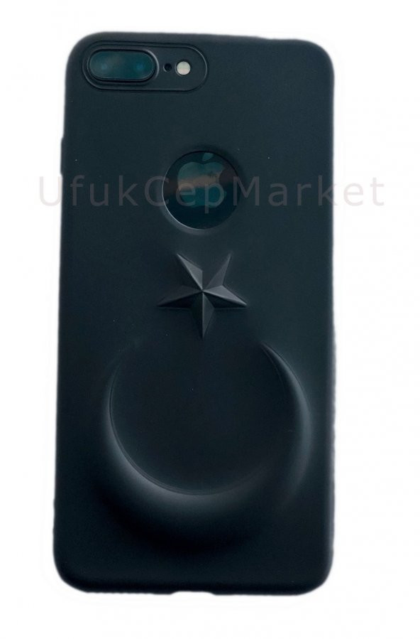 iPhone 7 / 8  -  3D Bayrak Kabartmalı Silikon Kılıf - Siyah