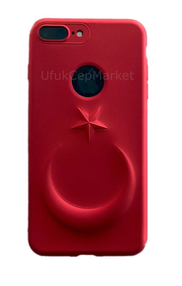 iPhone 6 -  3D Bayrak Kabartmalı Silikon Kılıf - Kırmızı