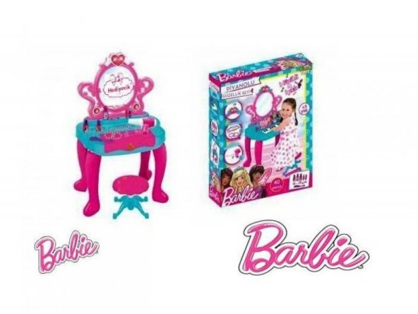 Barbie Piyanolu Güzellik Seti Işıklı Müzikli Aynalı Kız Çocuk Mak