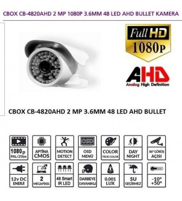 Cbox CB-4820AHD Dış Mekan Kamerası 2.0 MP