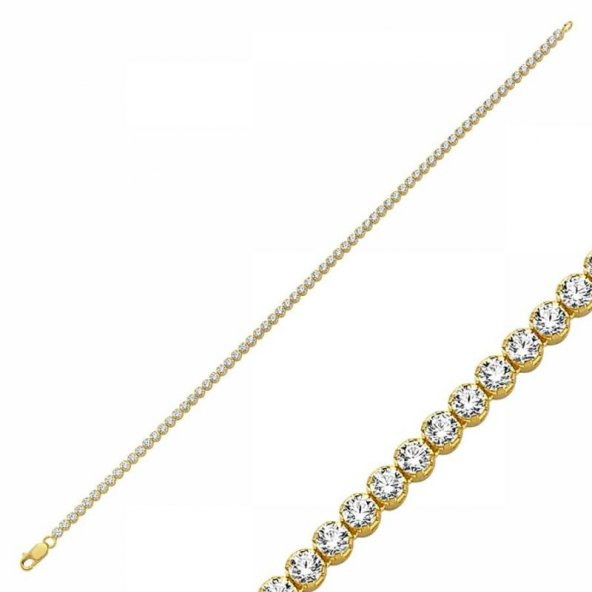14 Ayar Altın SuYolu Bileklik Swarovski Taşlı