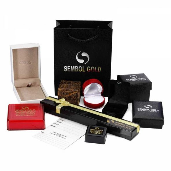 Altın 5 Taş Yüzük SWAROVSKİ Taşlı - 3