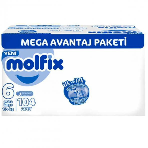 Molfix 6 Beden Extra Large 15 + Kg 104 Adet