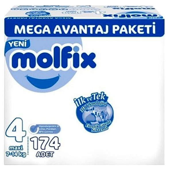 Molfix 4 Beden Maxi  7-14 kg 174 Adet