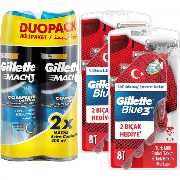 Gillette Blue3 Milli Takım 8li Tıraş Bıçağı+2li Jel+Seyahat Çantası