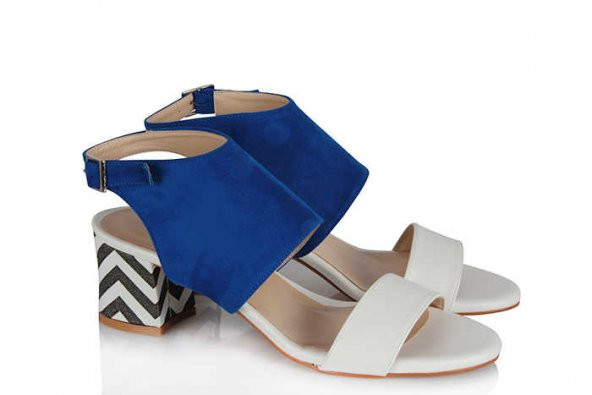 Az Topuklu Ayakkabı Sandalet Saks Mavi Renkli