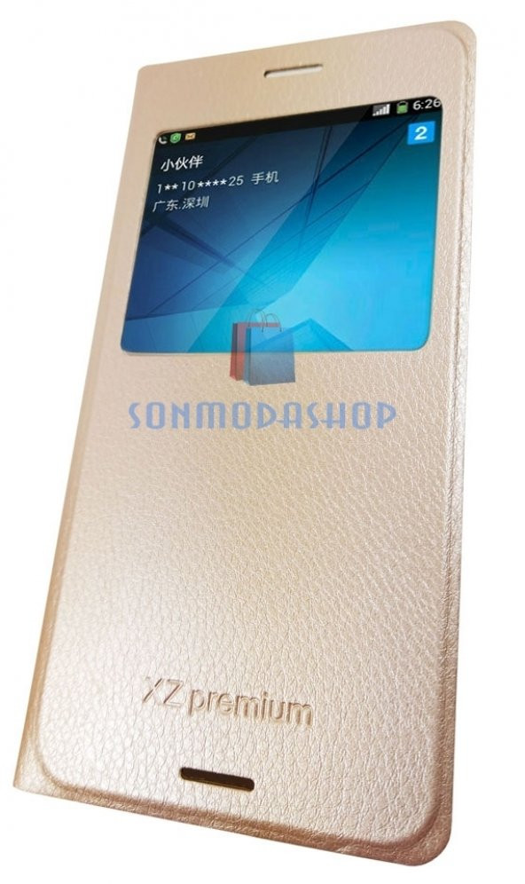 Sony Xperia XZ Premium Kılıf Flip Cover Pencereli Kapaklı Kılıf - 5