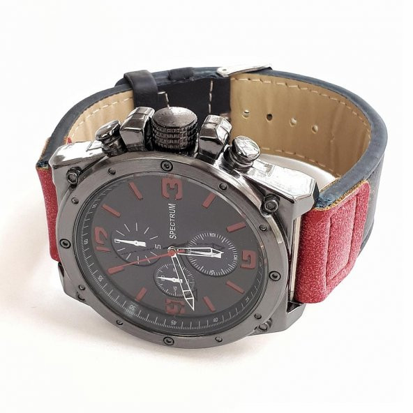 SPECTRUM MARKA LACİVERT DERİ KORDONLU ERKEK SAAT KOMBİNİ - 2