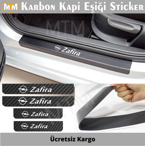 Opel Zafira Karbon Kapı Eşiği Sticker (4 Adet)