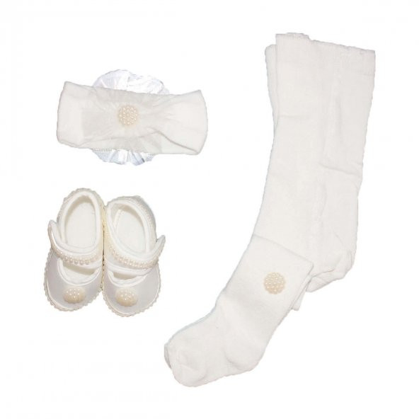 Çorap,Patik ve Saç Bandı Kız Bebek Takım - Model 5