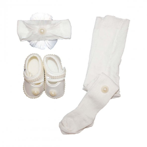 Çorap,Patik ve Saç Bandı Kız Bebek Takım - Model 1