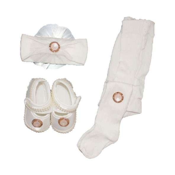 Çorap,Patik ve Saç Bandı Kız Bebek Takım - Model 9