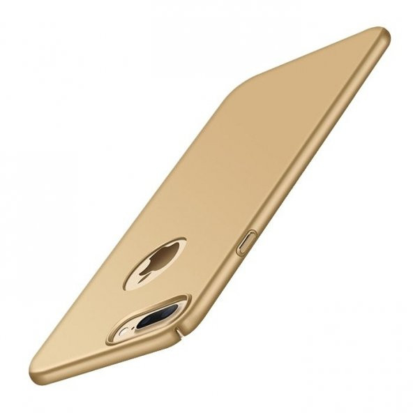 Apple iPhone 8 Plus Süet Yüzeyli Gold İnce Kılıf Arka Koruyucu Ka