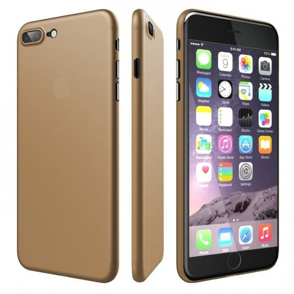 Apple iPhone 8 Plus Ultra İnce Gold Kılıf Arka Koruyucu Kapak