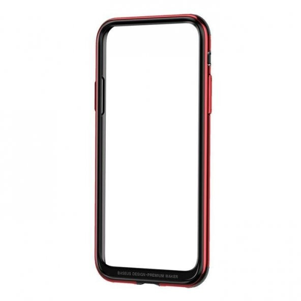 Baseus Bumper iPhone X Kırmızı Alüminyum Kılıf Arka Koruyucu Kapa