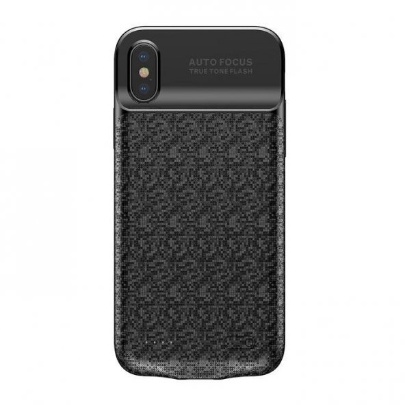 Baseus Plaid iPhone X Siyah Şarjlı Kılıf Arka Koruyucu Kapak 3500