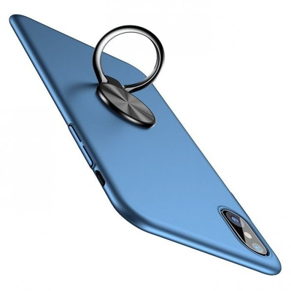 Baseus Ring Bracket iPhone X Lacivert Kılıf Arka Koruyucu Kapak