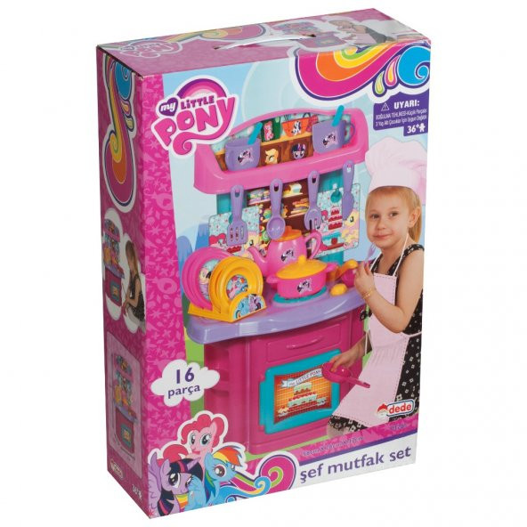 My Little Pony Kız Çocuk Oyuncak Mutfak Seti 16 Parça Tezgahlı