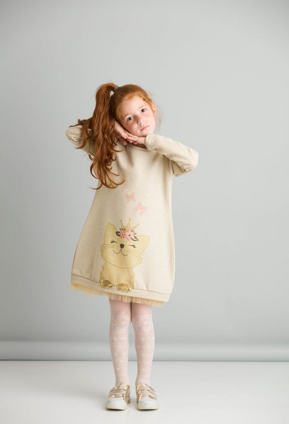 Denokids Cat Dream Kız Çocuk Elbise