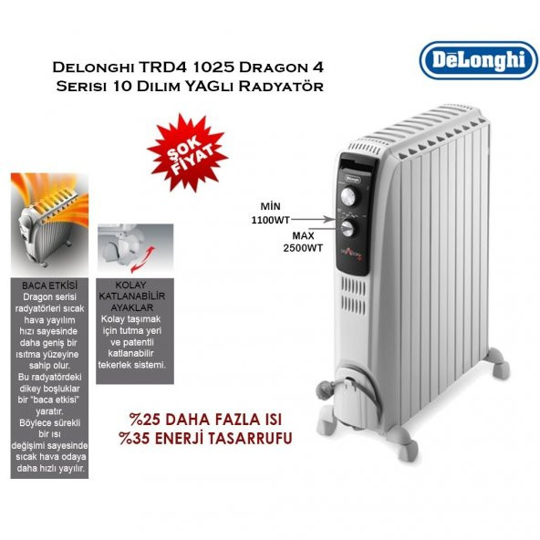 Delonghi Dragon4 TRD4 1025 10 Dilim 2500 W Yağlı Radyatör