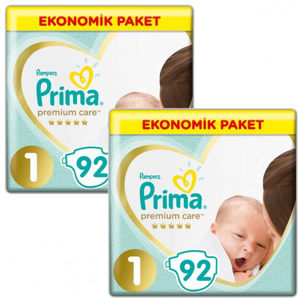 Prima Bebek Bezi Premium Care 1 Beden Yenidoğan 92 Adet 2 Set