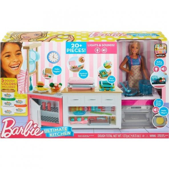 Barbienin Mutfak Dünyası Oyun Seti FRH73 100 Lisanslı Ürün