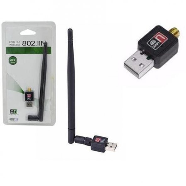 Mini USB Kablosuz (Wireless) Ağ Adaptörü 150Mbps Mini Antenli