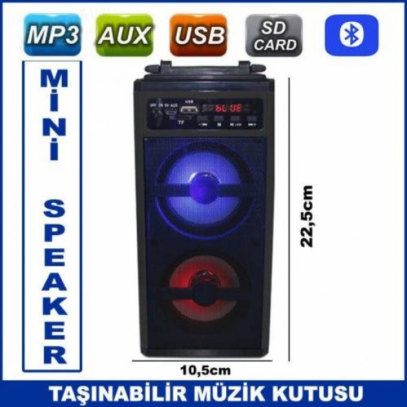 Yüksek Ses Düzeyli Taşınabilir Müzik Kutusu Bluetooth Aux Usb Sd