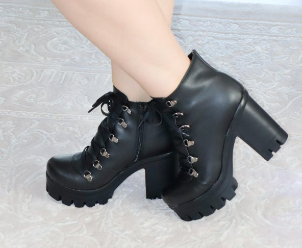 Lady Platform Topuk Bootie, Yüksek Topuk Bayan Bot - 4