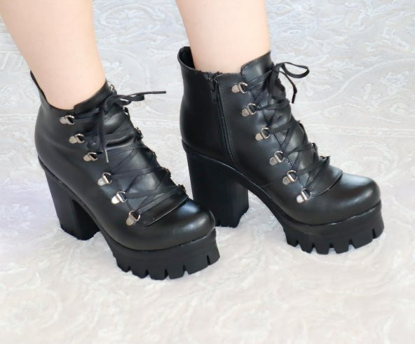 Lady Platform Topuk Bootie, Yüksek Topuk Bayan Bot - 7