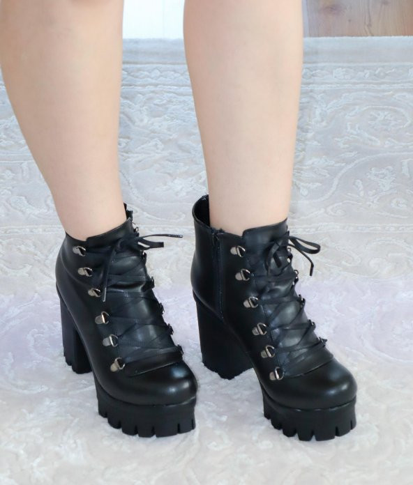 Lady Platform Topuk Bootie, Yüksek Topuk Bayan Bot - 8
