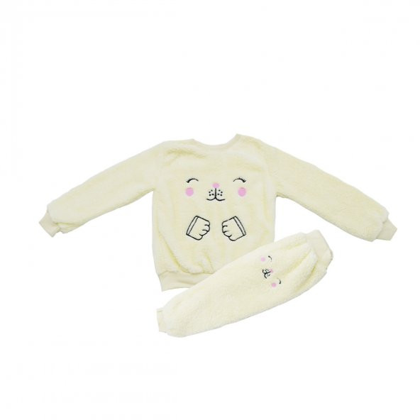 Selfie Kız Çocuk Polar Peluş Sevimli Pijama Takımı 52