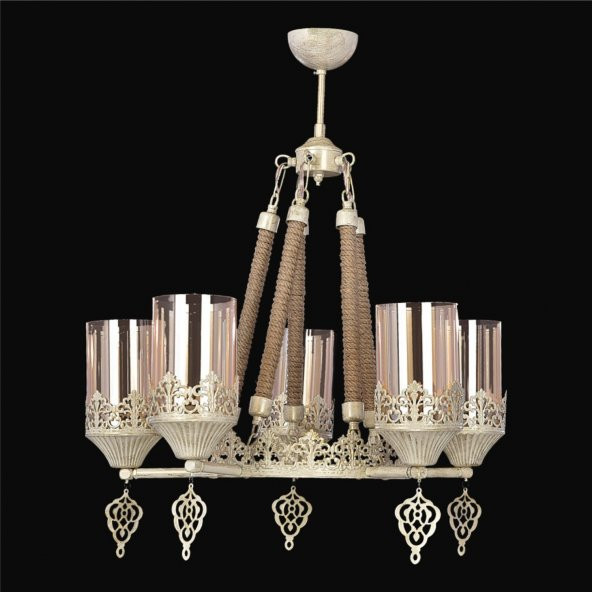 Saray Konak Salon İçin Kapı Girişi Masa Üzeri 5li Camlı Avize