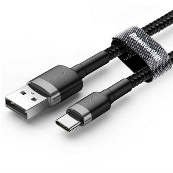 Baseus CAFULE Kablo USB  Type-C 3A 0.5M Gri+Siyah