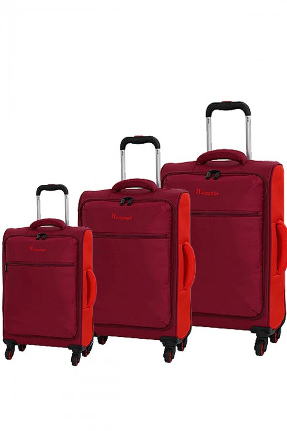 IT Luggage 02232 Kırmızı 3lü Kumaş Valiz Seti