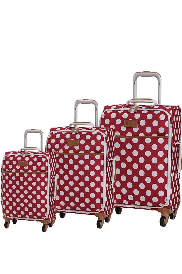 IT Luggage 02263 Kırmızı 3lü Kumaş Valiz Seti