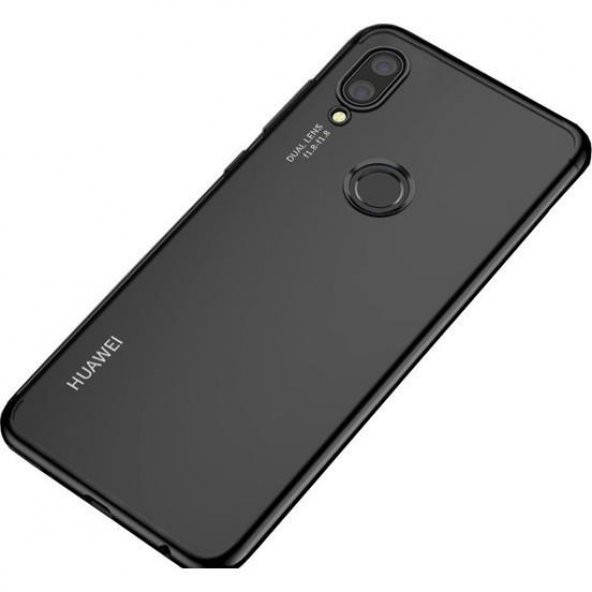 Huawei P20 Lite Arka Kapak Şeffaf Telefon Kılıfı-Siyah